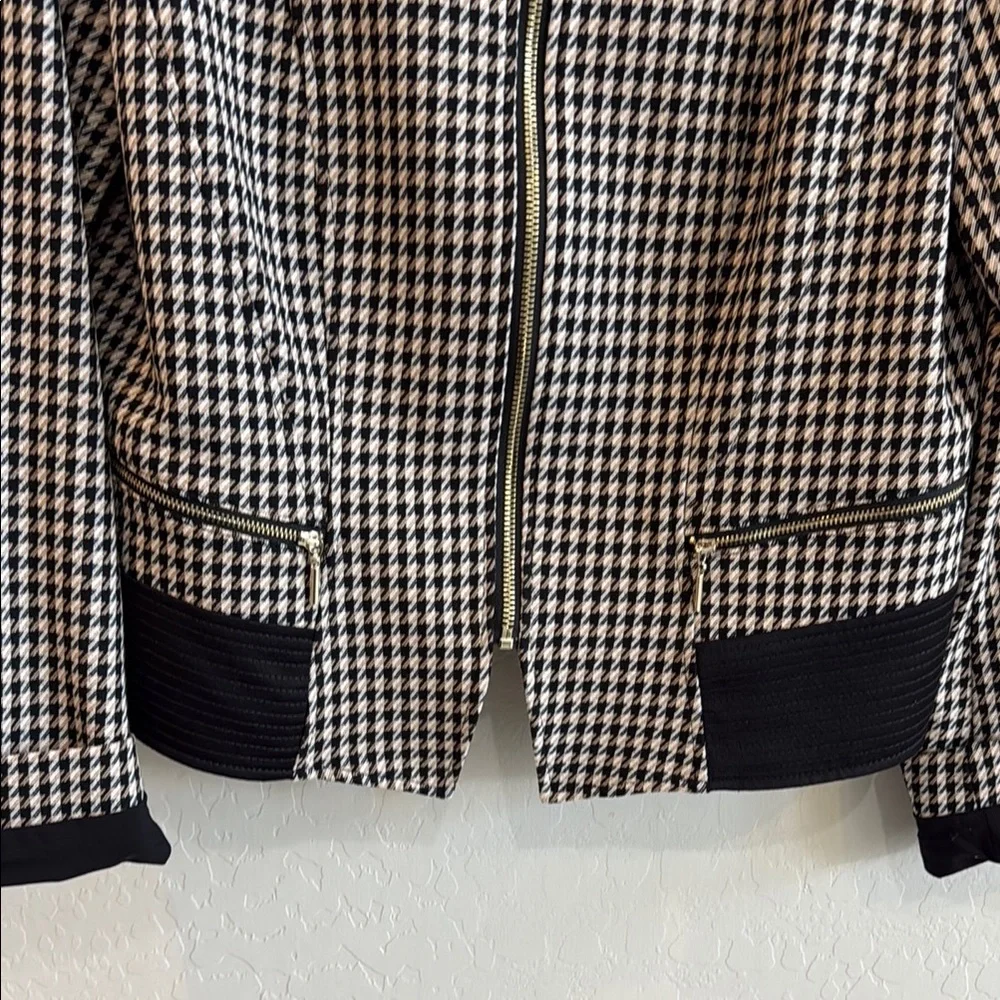 White House Black Market Houndstooth Zip-Up Jacket size 14 - Picture 8 of 13